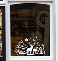 Reindeer Christmas Scene Window Sticker Vinyl Decal