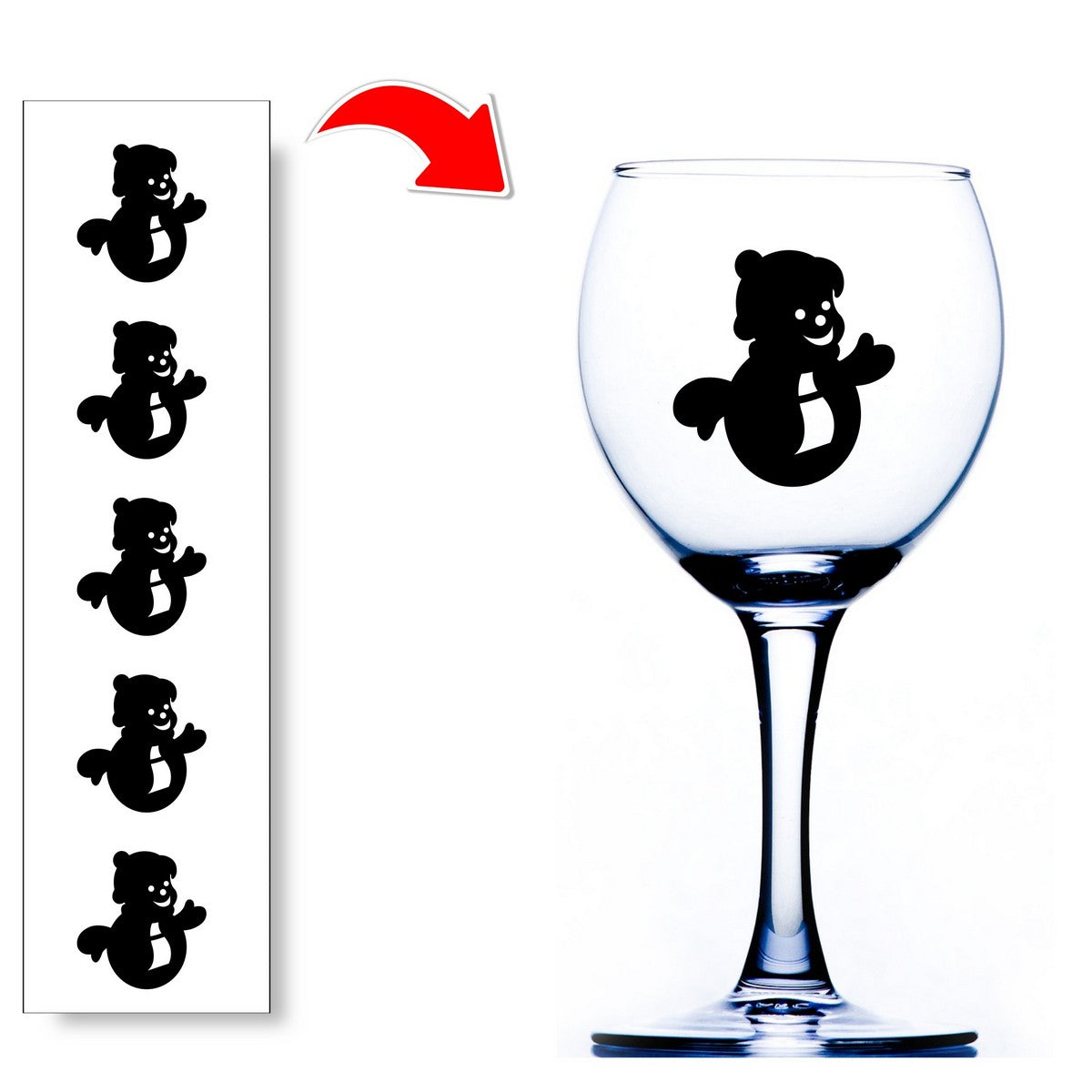 Snowman Wine Glass Stickers