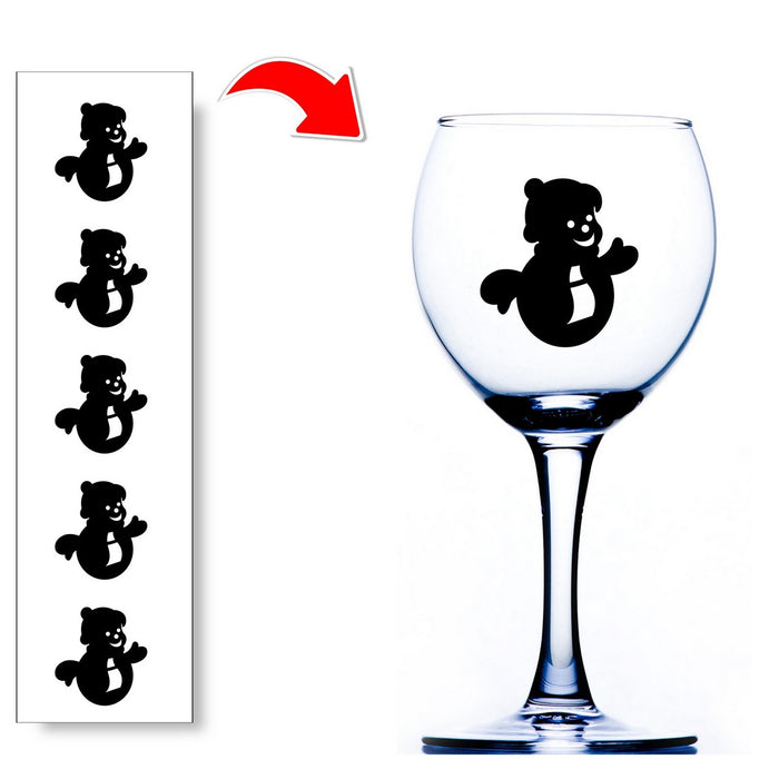 Snowman Wine Glass Stickers