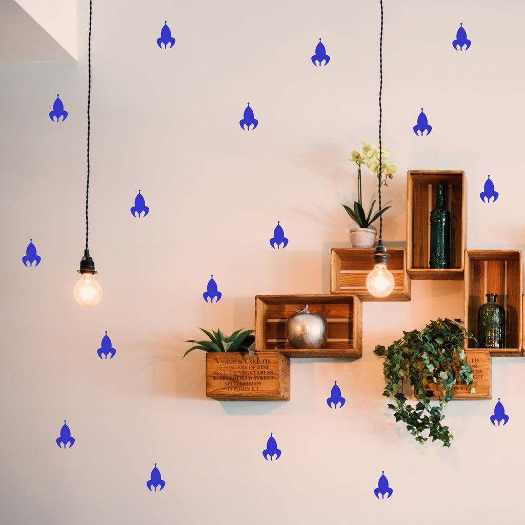 Space Rocket wall stickers shown at room scale