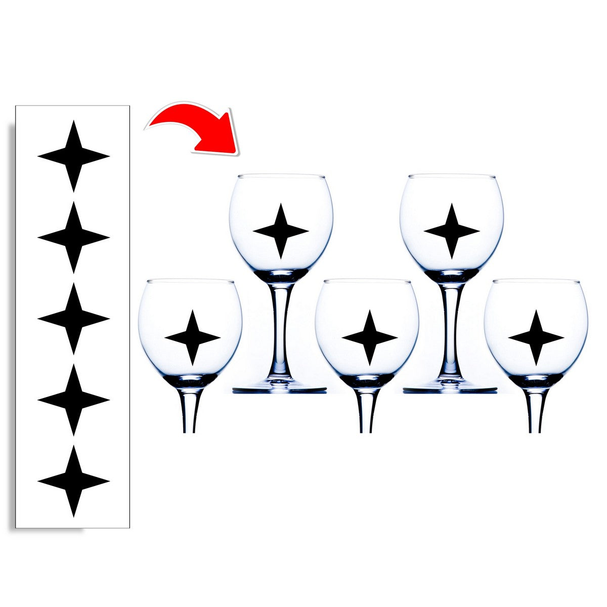 Star Wine Glass Stickers