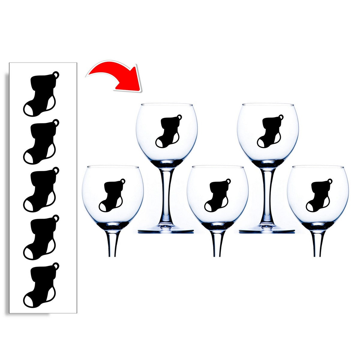 Stocking Wine Glass Stickers