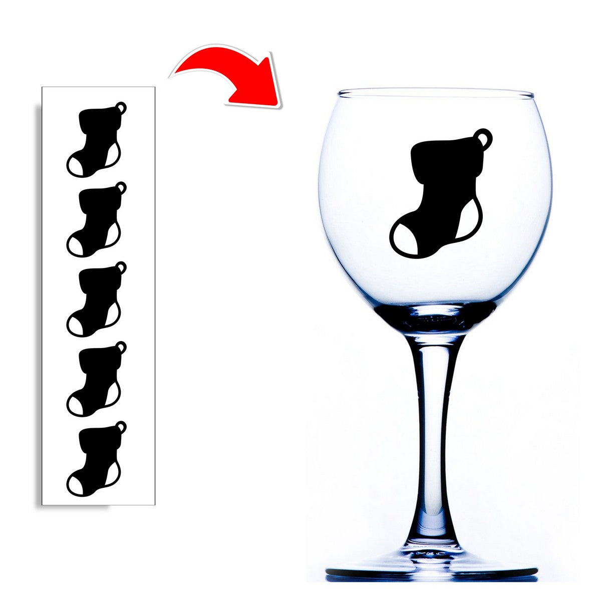 Stocking Wine Glass Stickers