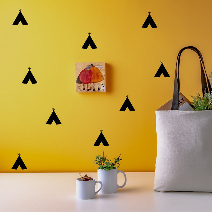 Teepee wall stickers arranged as a room display