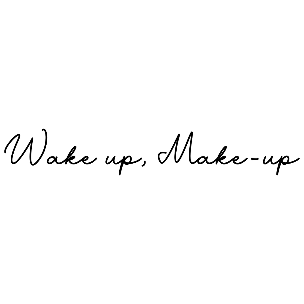 Wake Up Make Up Mirror Sticker – black decal shown on a rectangular mirror