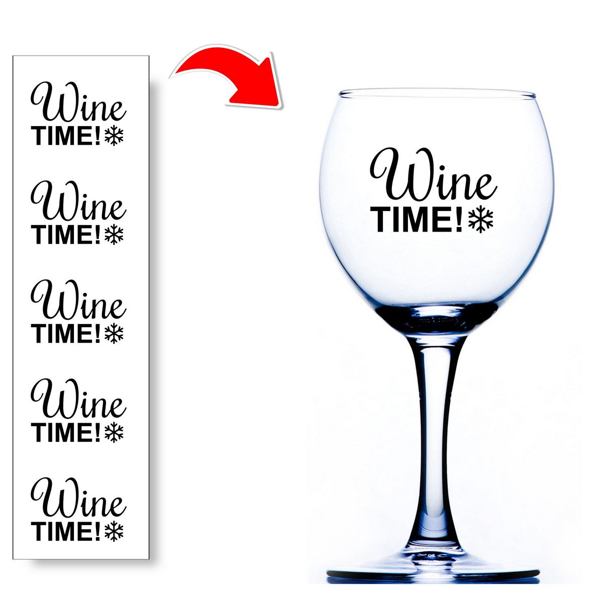 Wine Time Glass Stickers