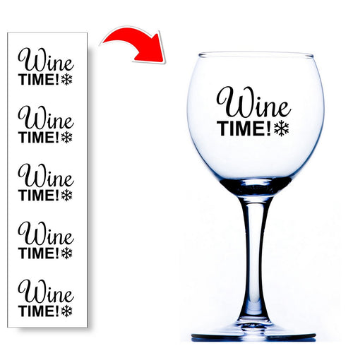 Wine Time Glass Stickers
