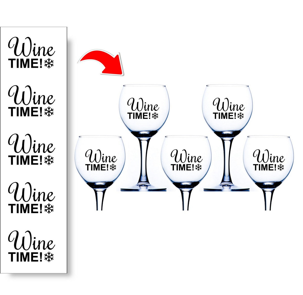 Wine Time Glass Stickers